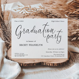Modern Script Graduation Party  Invitation
