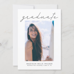 Modern Script Graduation Party Photo Invitation