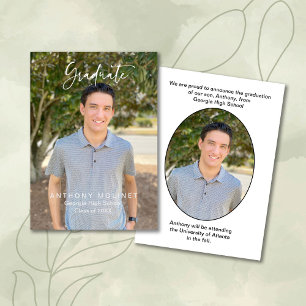 Modern Script Graduation Photo Announcement