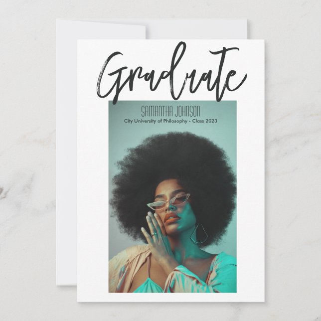 Modern Script Graduation Photo Announcement (Front)