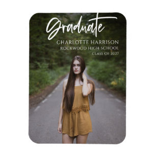 Modern Script Graduation Photo Flexible Magnet