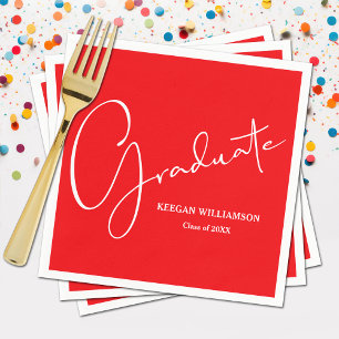 Modern Script Graduation Red Napkin