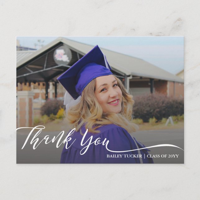 Modern Script Graduation Thank You Postcard (Front)