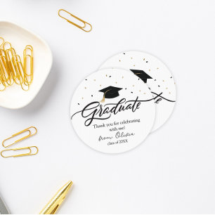 Modern Script Graduation Thank You Sticker