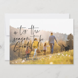 Modern script grateful photo holiday