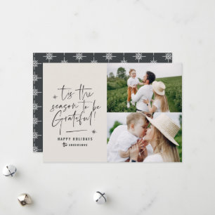 Modern script grateful photo holiday card