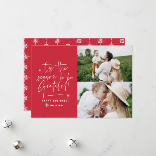 Modern script grateful photo holiday card