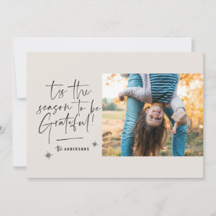 Modern script grateful photo holiday card