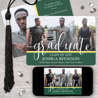 Modern Script Green and Gold 4 Photo Graduation