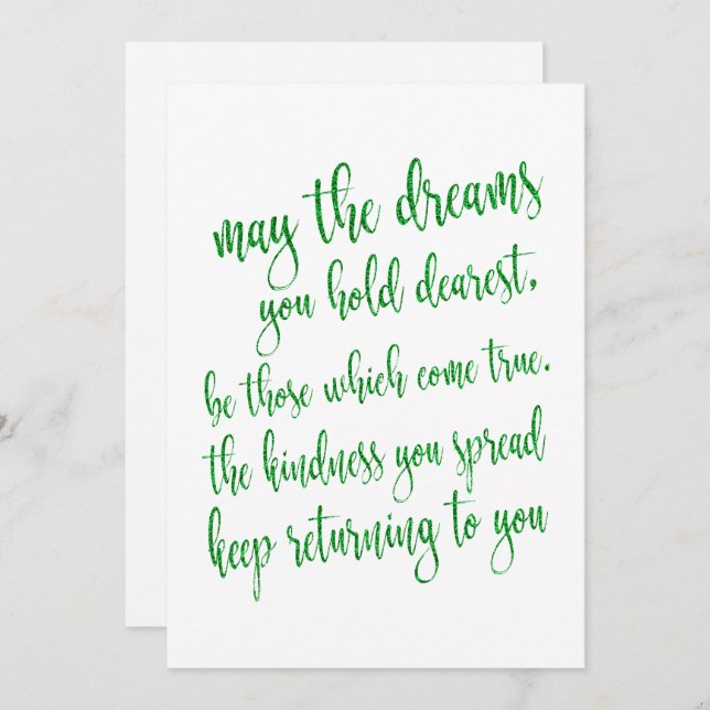 Modern Script Green Glitter St Patrick's Day Party Invitation (Front/Back)