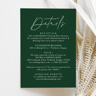 Modern Script Green Wedding Details Enclosure Card