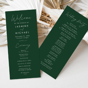 Modern Script Green Wedding Program