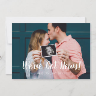Modern Script Green We've Got News Pregnancy Announcement