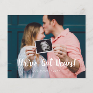 Modern Script Green We've Got News Pregnancy Flyer