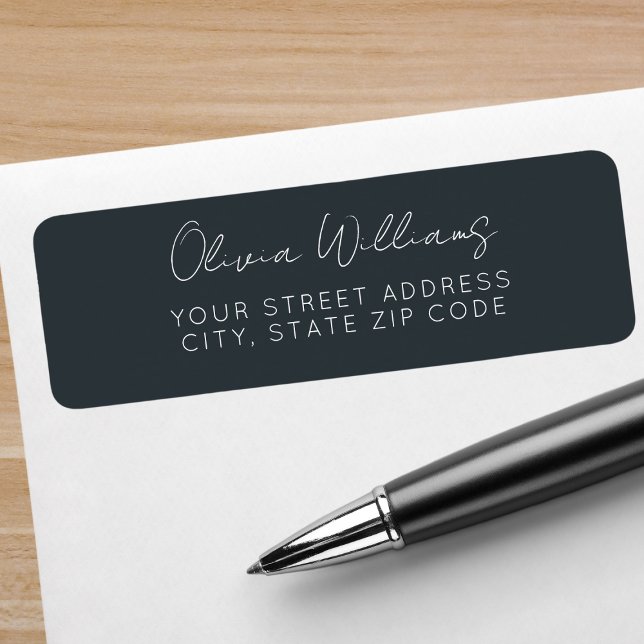 Modern Script Grey Elegant Return Address (Creator Uploaded)