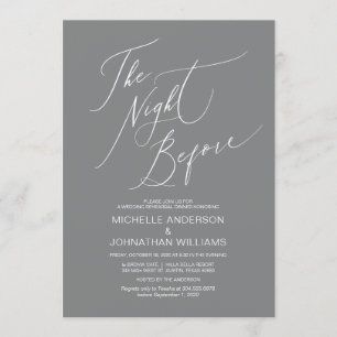 Modern Script, Grey, Wedding Rehearsal Dinner Invitation