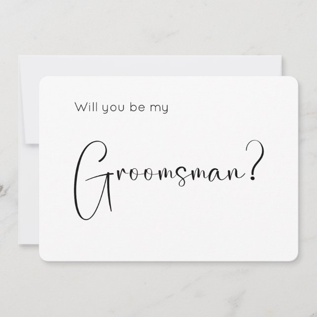 Modern Script Groomsman Proposal Invitation (Front)