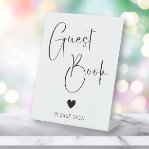 Modern Script Guest Book Baby Shower Pedestal Sign