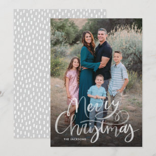 Modern Script Hand Lettered Merry Christmas  Holiday Card