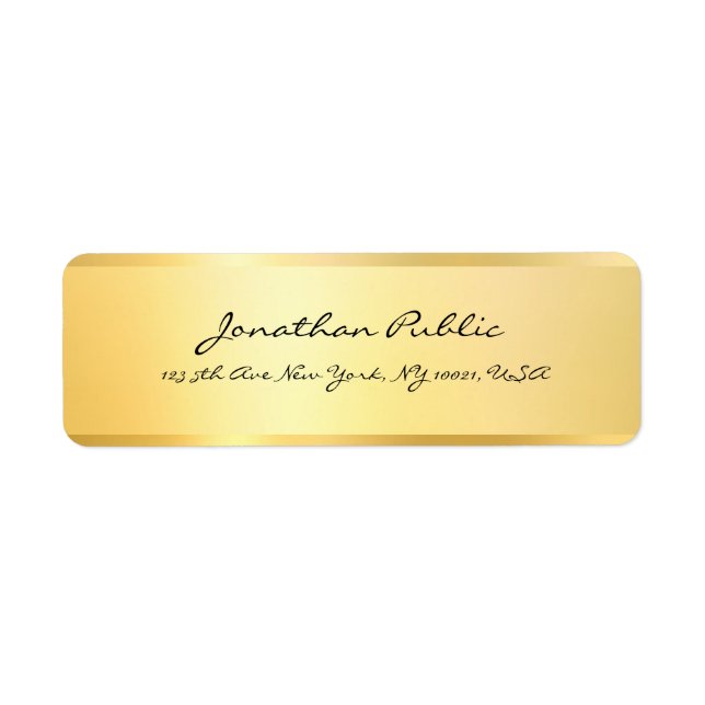 Modern Script Handwriting Faux Gold Elegant Return (Front)