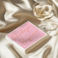 Modern Script Handwriting Pink and Orange Wedding