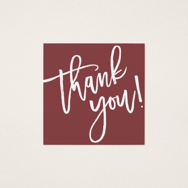 Modern script handwriting thank you burgundy red (Front)