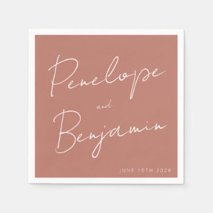 Modern Script Handwriting Wedding Boho Terracotta Napkin