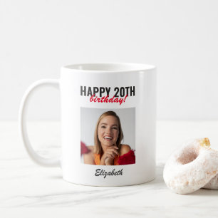 Modern Script Happy Birthday Custom Photo Gift Coffee Mug