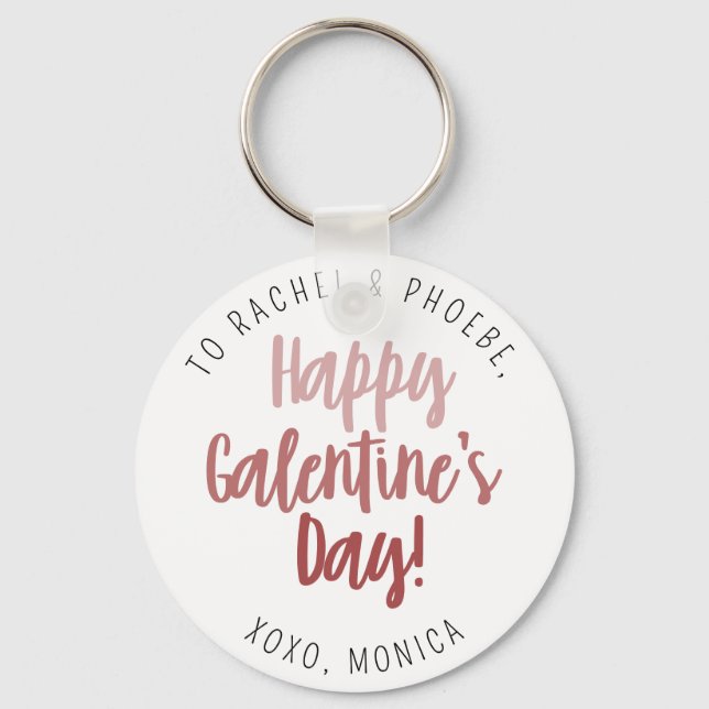 Modern Script Happy Galentine's Day Keepsake Gift Key Ring (Front)