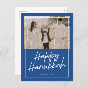 Modern script Happy Hanukkah holiday photo Postcar