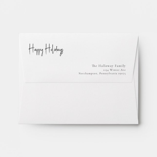 Modern Script Happy Holidays Card Envelope (Back (Top Flap))