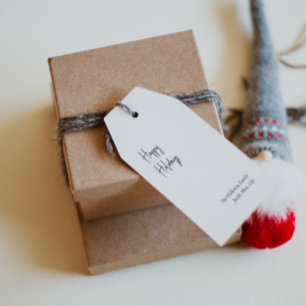Modern Script Happy Holidays Family Gift Tags