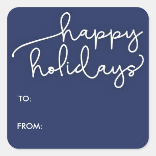 Modern Script Happy Holidays Gift Tag Sticker