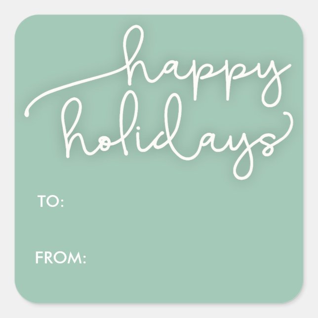 Modern Script Happy Holidays Gift Tag Sticker (Front)