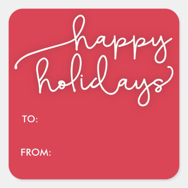 Modern Script Happy Holidays Gift Tag Sticker (Front)