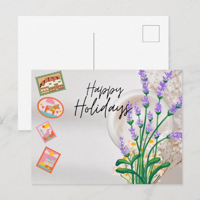 Modern Script Happy Holidays Postcard (Front/Back)