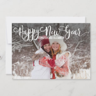 Modern Script Happy New Year's Photo Card