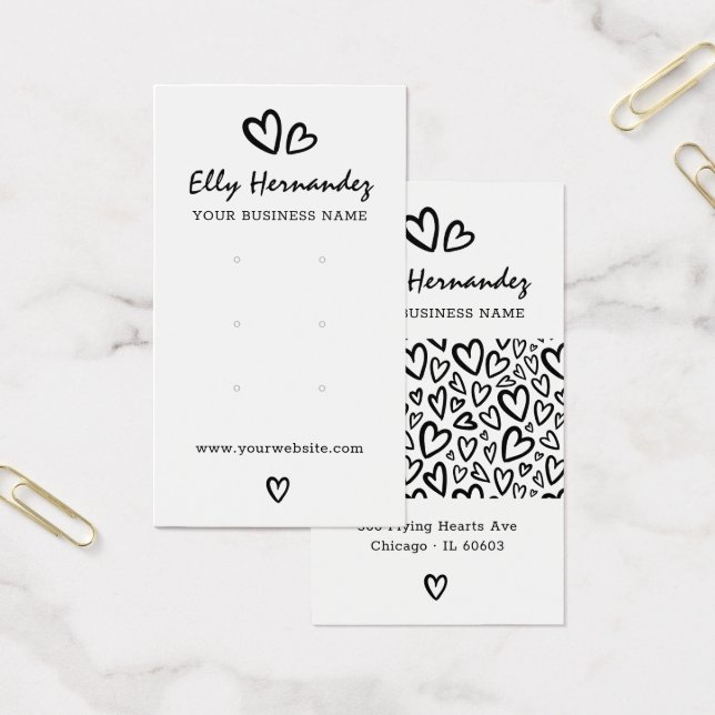 Modern Script Heart Earring Jewellery Display Card (Office)