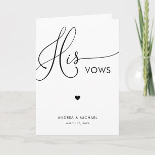 Modern Script & Heart His Vows Wedding Book Card