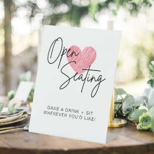 Modern Script Heart Open Seating Wedding Sign
