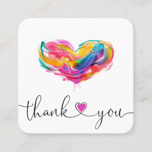 modern script heart thank you for your order squar square business card