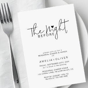 Modern Script Heart   Wedding Rehearsal Dinner Invitation