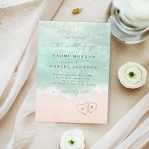 Modern Script Hearts In The Sand Beach Wedding 