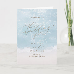 Modern Script Hearts In The Sand Beach Wedding Pr Programme