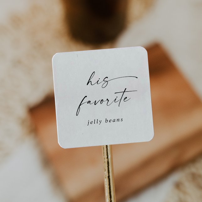 Modern Script His Favourite Wedding Favour Square Sticker (Creator Uploaded)