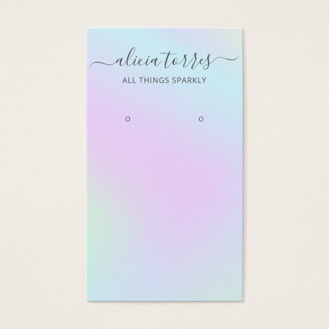 Modern Script Holographic Earring Holder Card (Front)