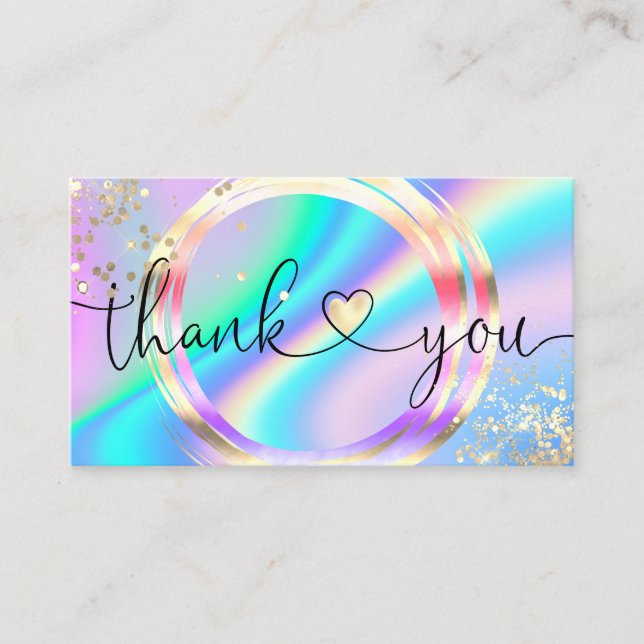 modern script holographic thank you for your order business card (Front)