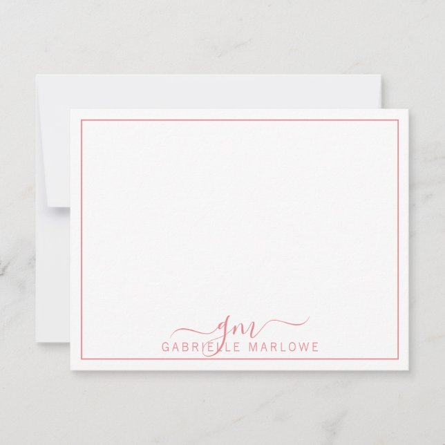 Modern Script Hot Pink Monogram Initials  Card (Front)