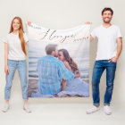 Modern Script I Love You Photo Fleece Blanket