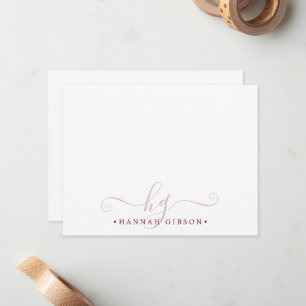 Modern Script Initials Monogram Minimal Burgundy Card